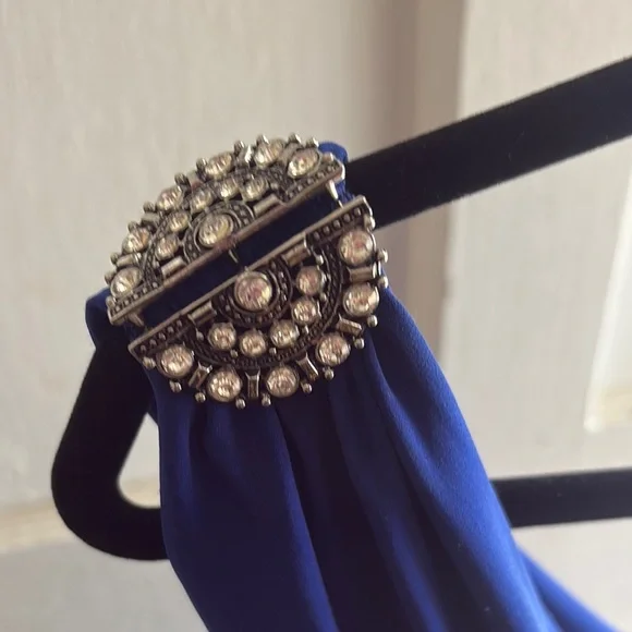 Lauren Ralph Lauren Blue Ruched One-Shoulder Gown - Picture 6 of 6